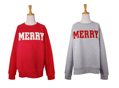 Merry Chenille Letter Sweatshirt