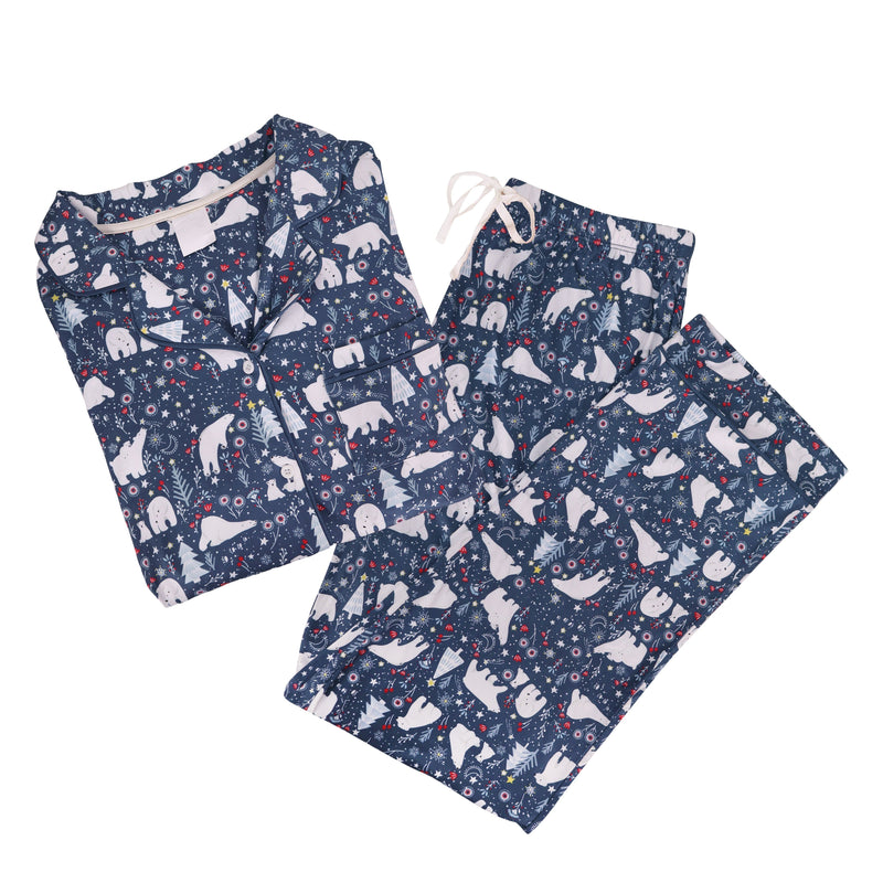 Rolly Polly Polar Bear Button Down Loungewear Set