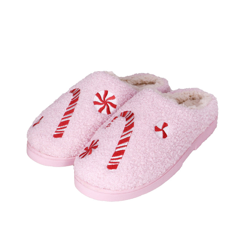 Pink Candy Lane Teddy Fleece Sole Slippers