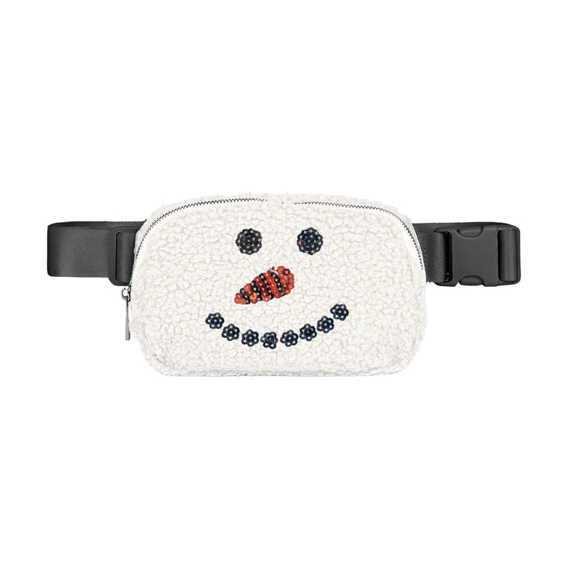 Snowman Sequin Sherpa Belt Bag