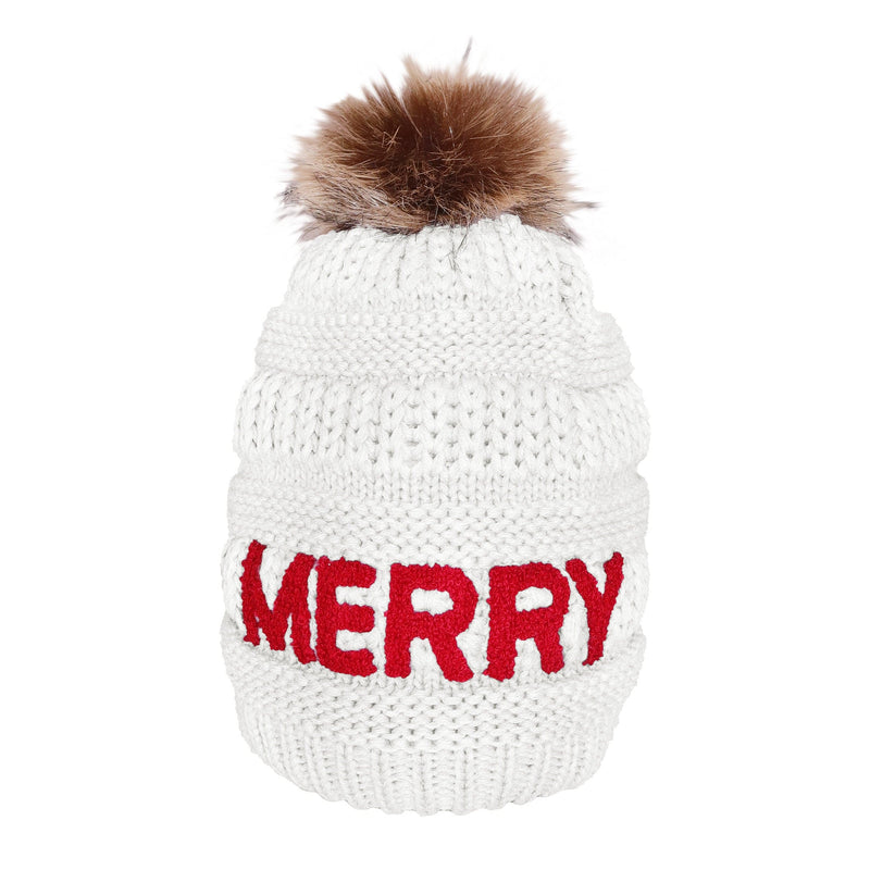 Candy Lane Merry Chenille Letter Sherpa Beanie