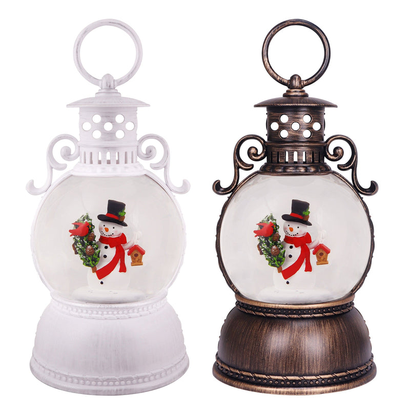 Snowman Songbird Glitter Lantern  9.375"