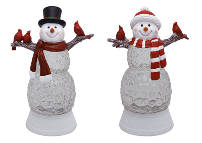 Glitter Snowman with Cardinal 11"