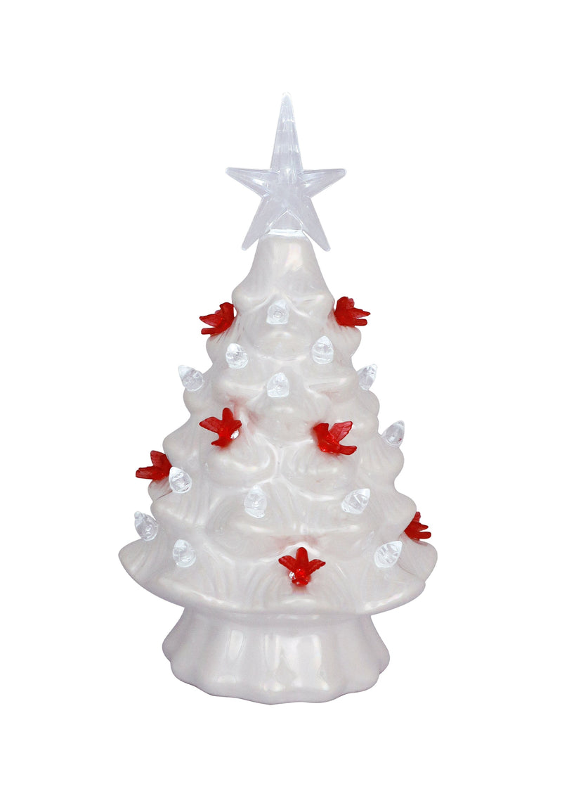 Iridescent White Cardinal LED Tree 7.5"