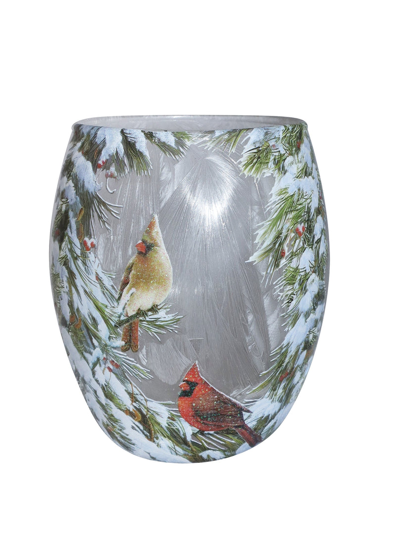 Evergreen Cardinal Pair LED Glass Vase 3" x 3"