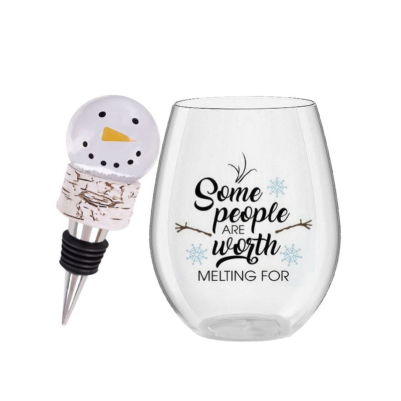 Snowman Wine Glass Gift Set 16oz