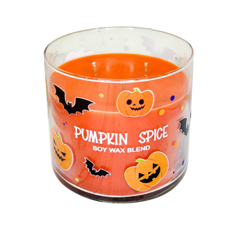 Halloween Pumpkin Spice Printed Glass Candle 14oz