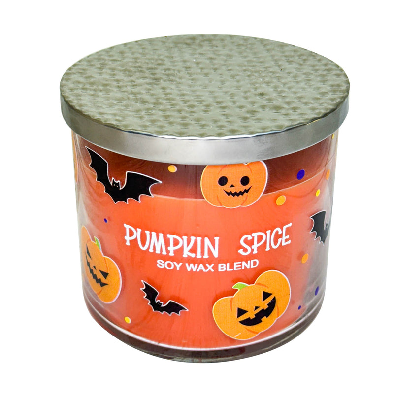 Halloween Pumpkin Spice Printed Glass Candle 14oz