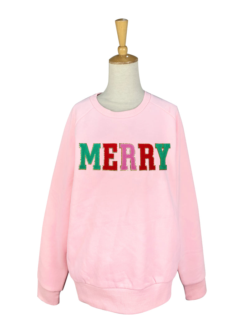 Merry Chenille Letter Sweatshirt