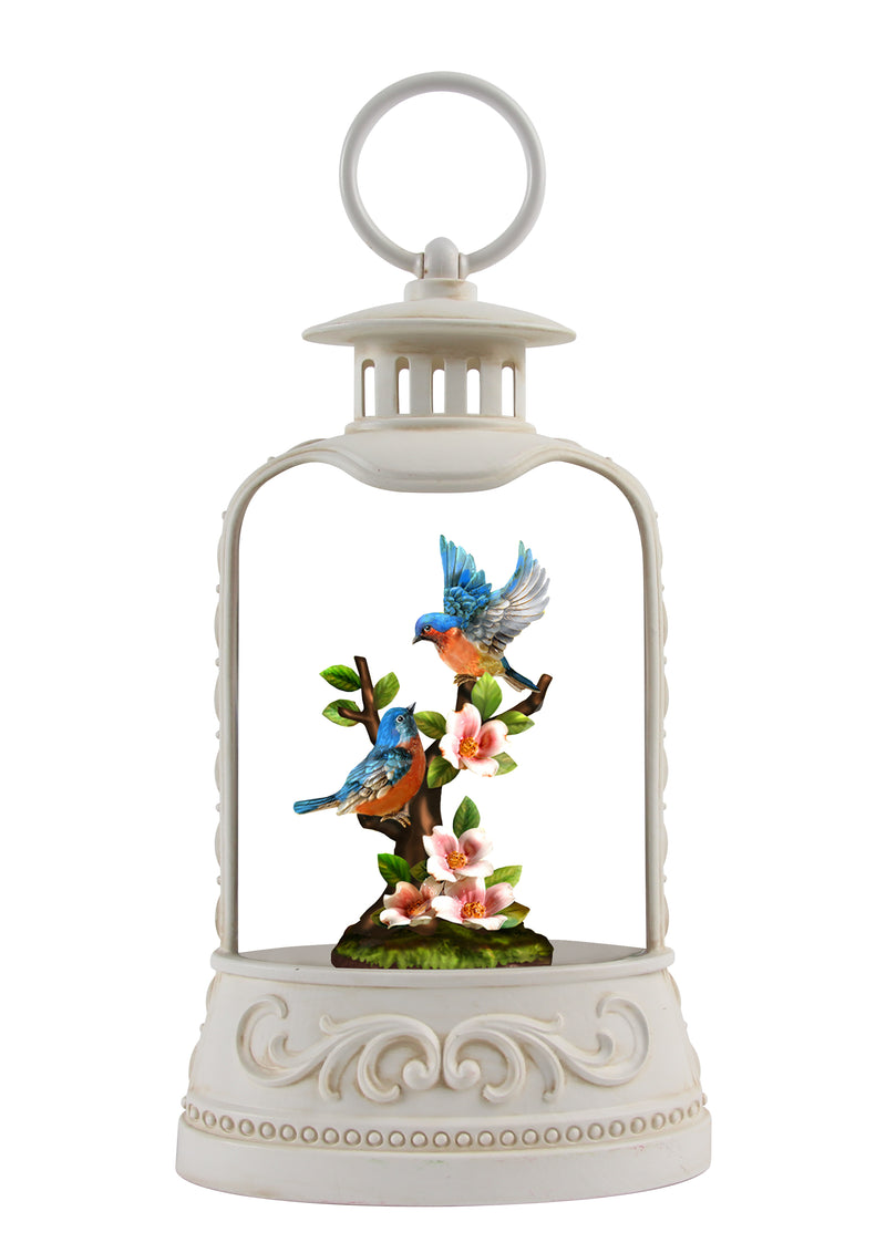 Bluebird Blossoms Glitter Lantern  9.625"