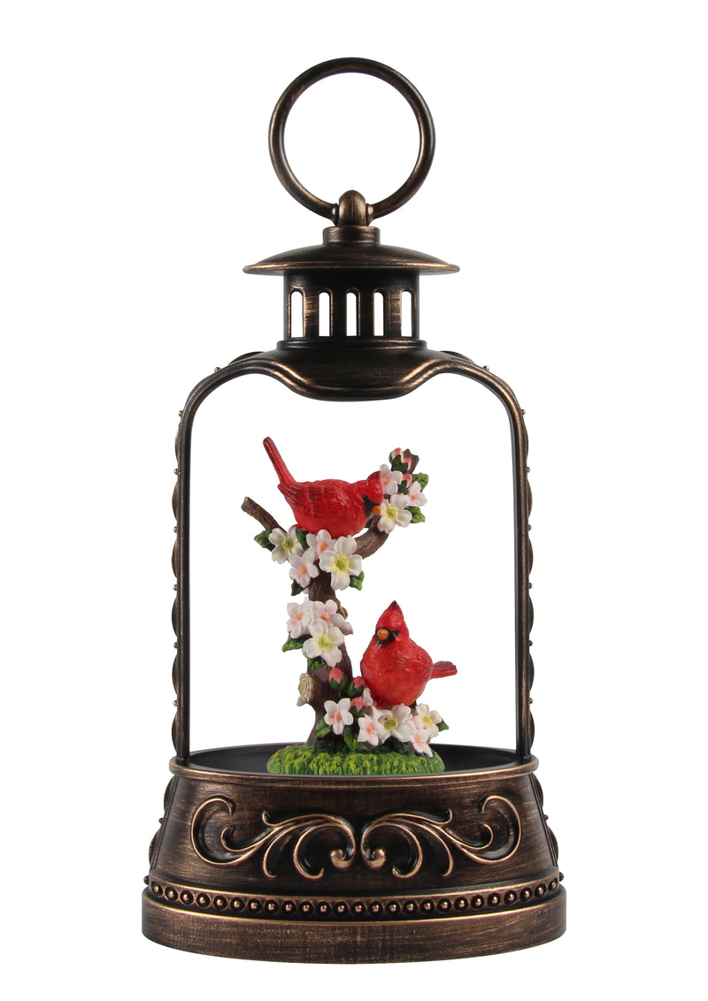 Enchanted Blooming Cardinal Glitter Lantern 9.625"