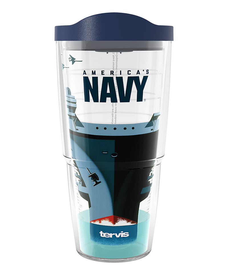 Navy Carrier Double Walled Insulated Travel Tumbler, Classic - 24oz