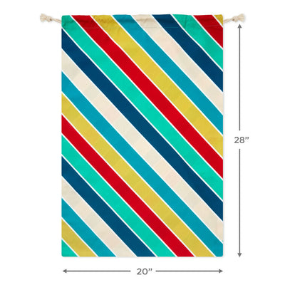 28" Bold Diagonal Stripes Birthday Canvas Gift Sack With Gift Tag