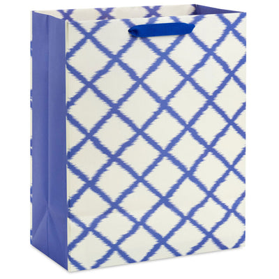 13" Blue Trellis on White Large Gift Bag