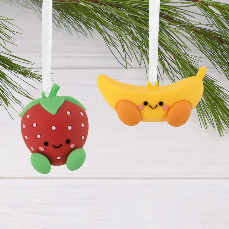 Strawberry and Banana Magnetic Hallmark Ornaments, Set of 2