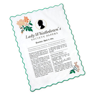 Bridgerton Lady Whistledown's Society Papers Tea Towel, 18x26