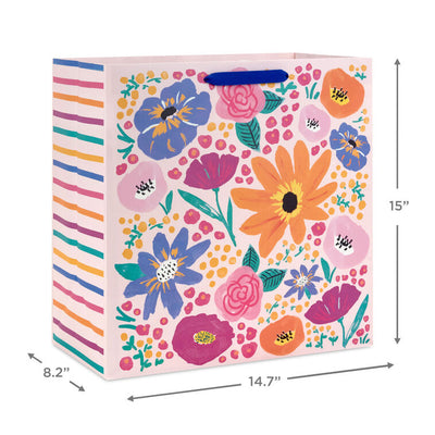 15" Pink Garden Floral Extra-Deep Gift Bag