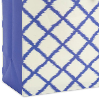 13" Blue Trellis on White Large Gift Bag