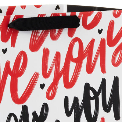 13" Love You Script on White Large Gift Bag