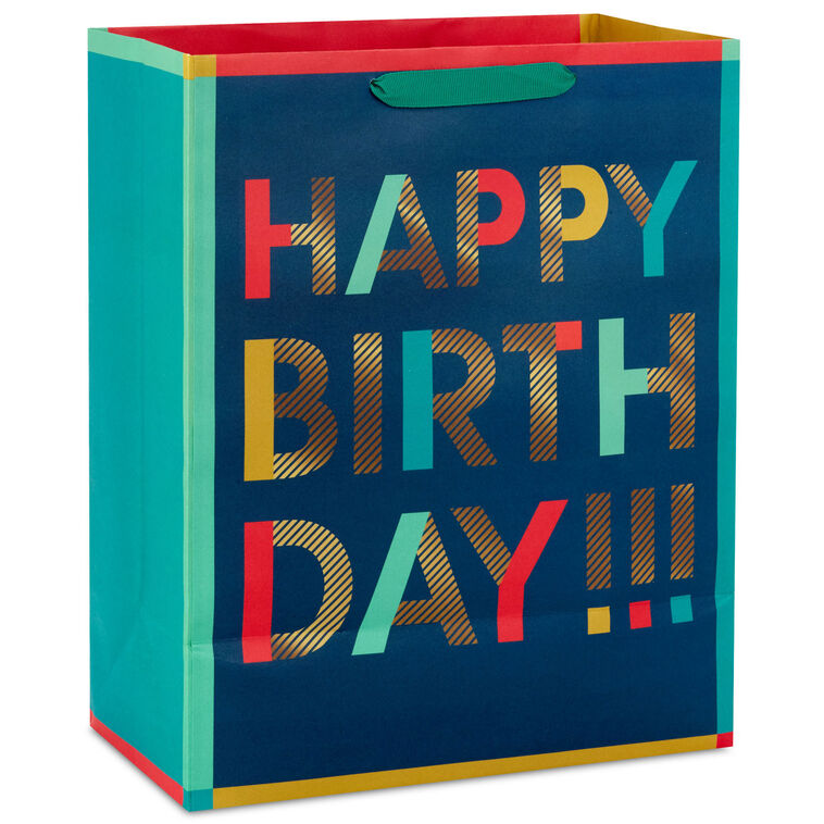 13" Bold Stacked Wishes Large Birthday Gift Bag