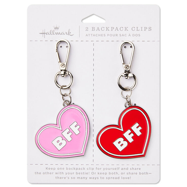 Conversation Hearts Red and Pink Backpack Clips, Set of 2