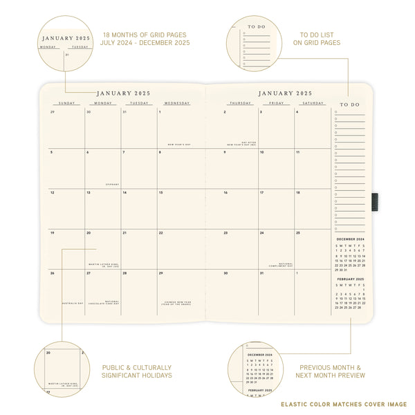 Daisy 6 x 8 18-Month Vegan Leather Planner