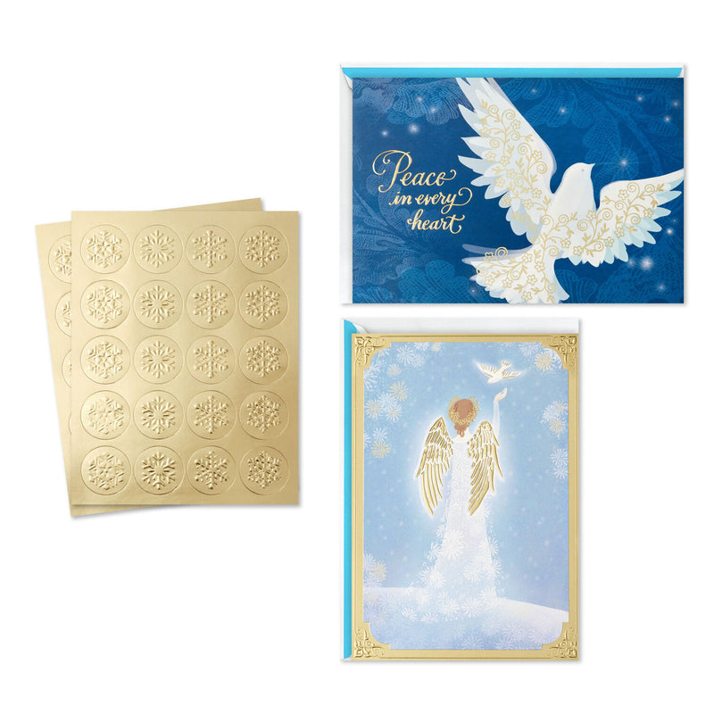 Angel and Dove Bulk Boxed Christmas Cards, Pack of 40