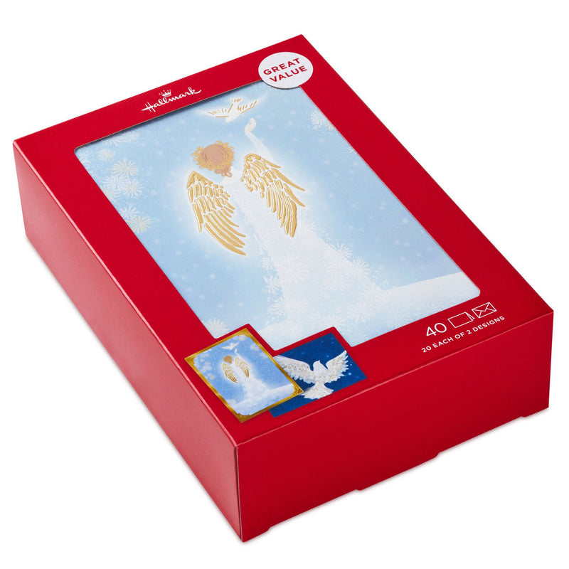 Angel and Dove Bulk Boxed Christmas Cards, Pack of 40