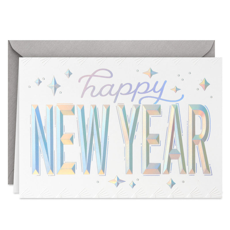 Silver Diamonds Boxed New Year Cards, Pack of 16