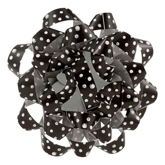 Black With Gray Dots Recyclable Gift Bow 4.6"