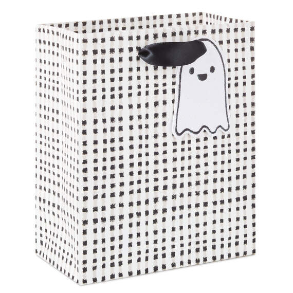 Black and White Gingham Small Halloween Gift Bag 6.5"