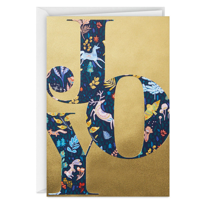 Botanical Joy on Gold Boxed Christmas Cards, Pack of 16