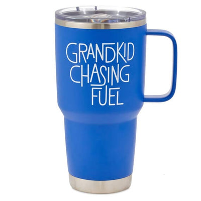 Grandkid Chasing Fuel Father's Day Blue Travel Mug With Socks