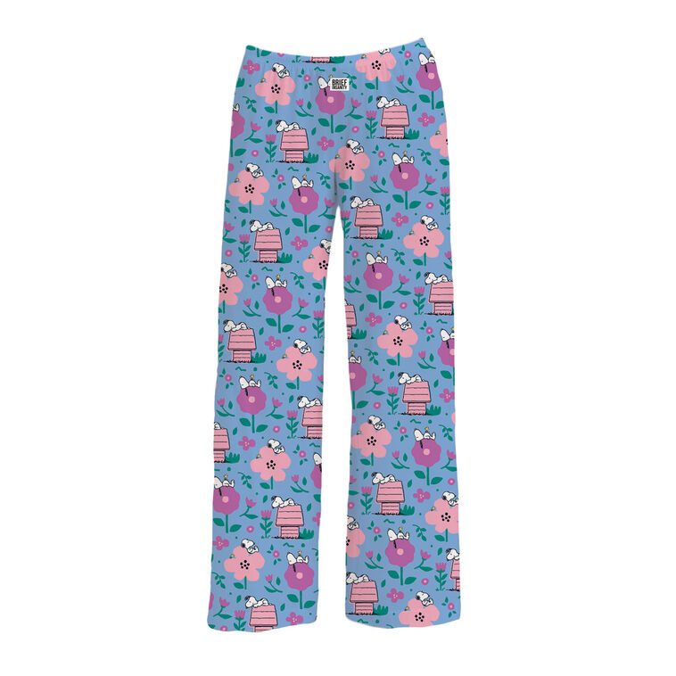 Snoopy and Spring Flowers Blue Lounge Pants