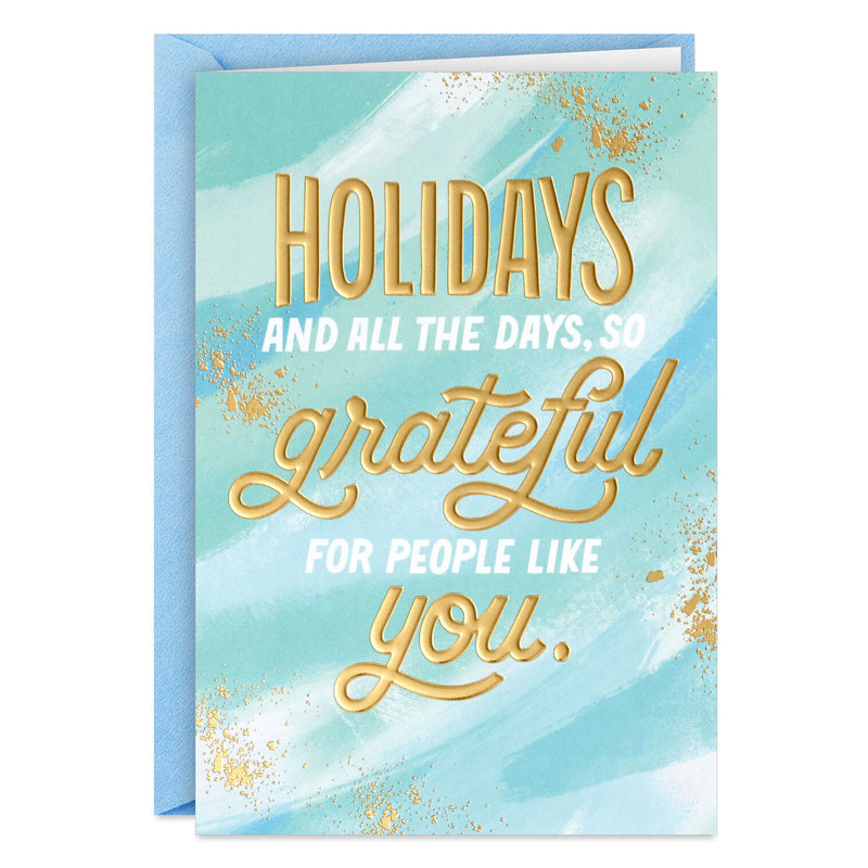 Brushstroke Aqua Packaged Christmas Cards, Set of 5