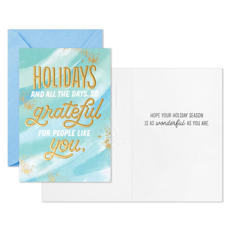 Brushstroke Aqua Packaged Christmas Cards, Set of 5