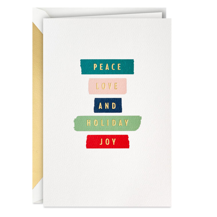 Peace, Love and Joy Boxed Christmas Cards, Pack of 12