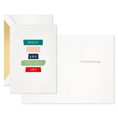 Peace, Love and Joy Boxed Christmas Cards, Pack of 12