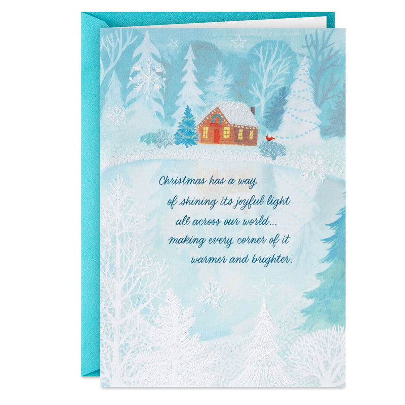 Snowy Cabin on a Frozen Pond Boxed Christmas Cards, Pack of 16