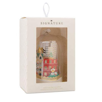 Signature City Scene Cloche Glass and Paper Hallmark Ornament