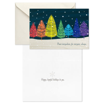 Colorful Trees Peace Everywhere Boxed Holiday Cards, Pack of 16