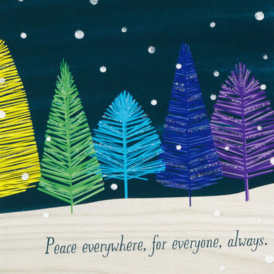 Colorful Trees Peace Everywhere Boxed Holiday Cards, Pack of 16