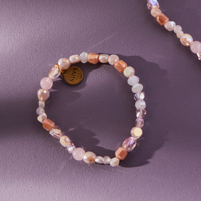 Comin' Up Rose Quartz Beaded Stretch