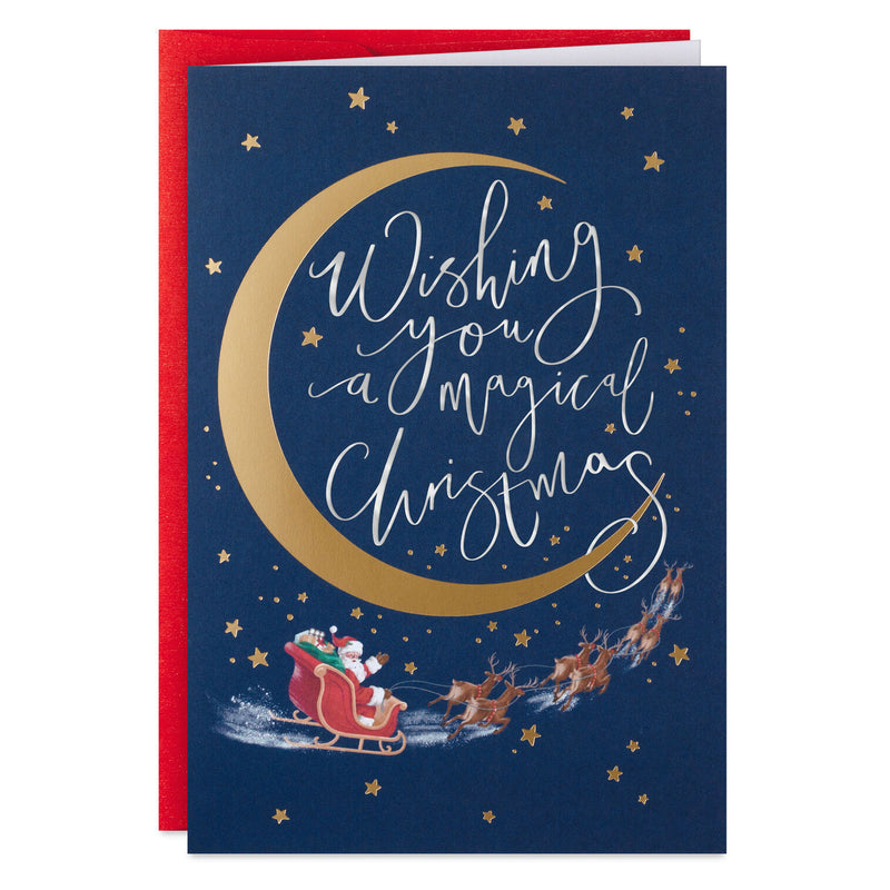 Santa and Crescent Moon Boxed Christmas Cards, Pack of 16