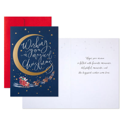 Santa and Crescent Moon Boxed Christmas Cards, Pack of 16