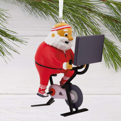 Cycling Santa Ornament