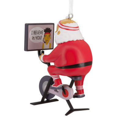 Cycling Santa Ornament