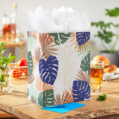 Monstera Palm Leaves Large Father's Day Gift Bag 13"