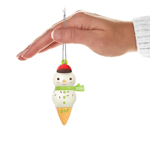 Dad Snowman Ice Cream Cone 2024 Ornament