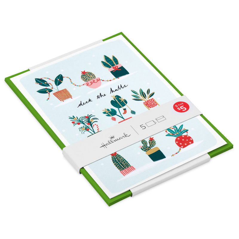 Holiday Trimmed Plants Packaged Christmas Cards, Set of 5